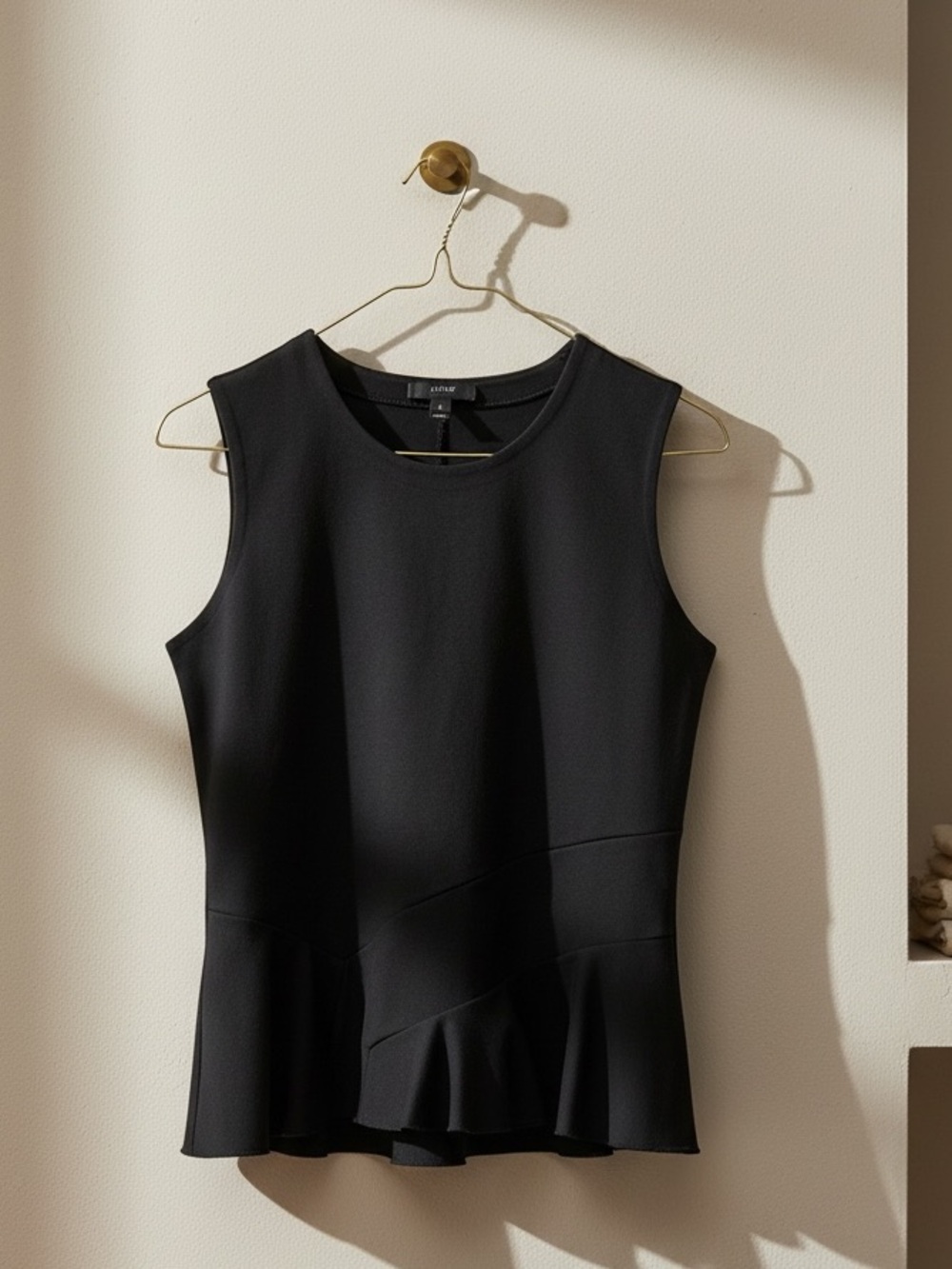 J Crew Black Sleeveless Peplum Pullover Top Size S